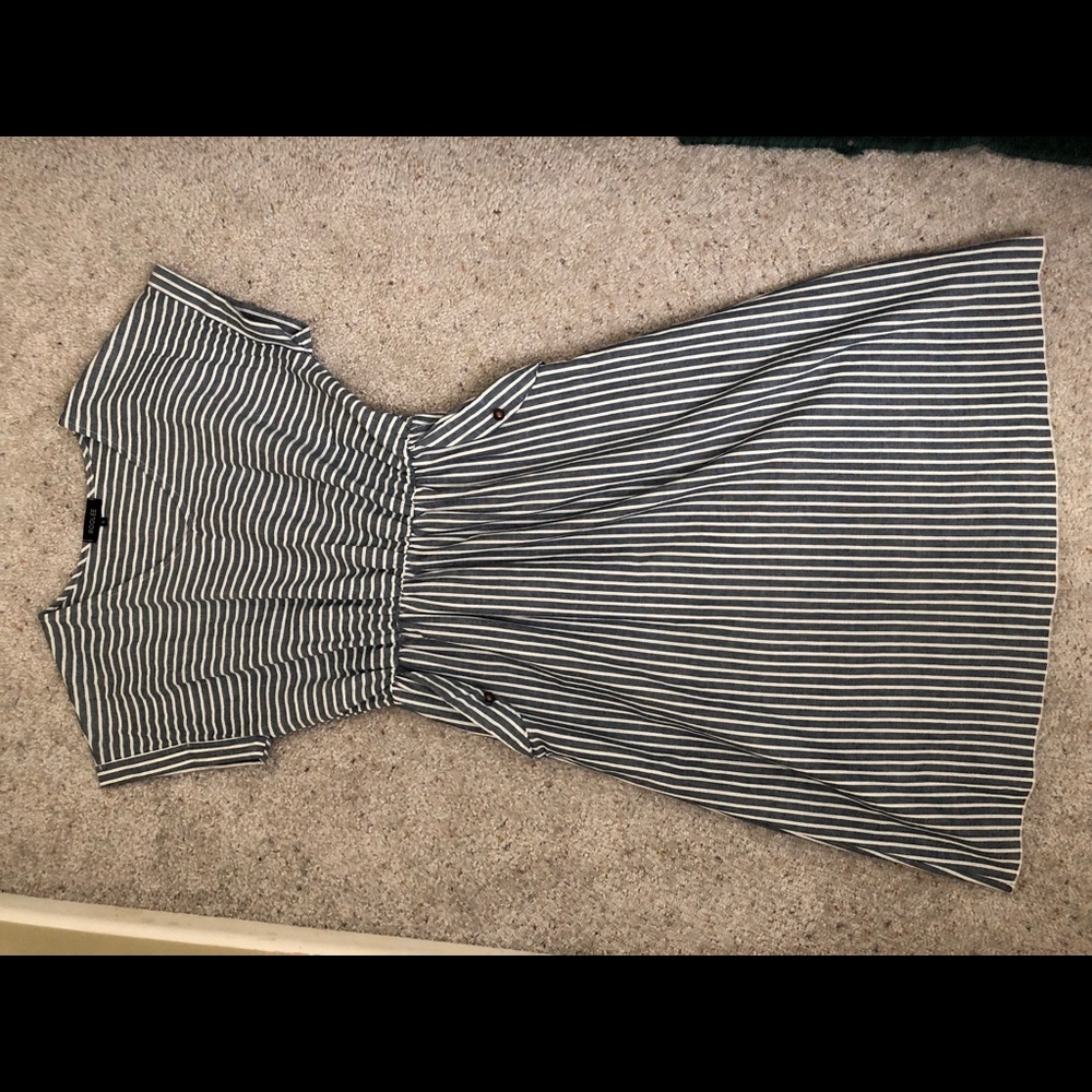 ROOLEE navy striped midi dress